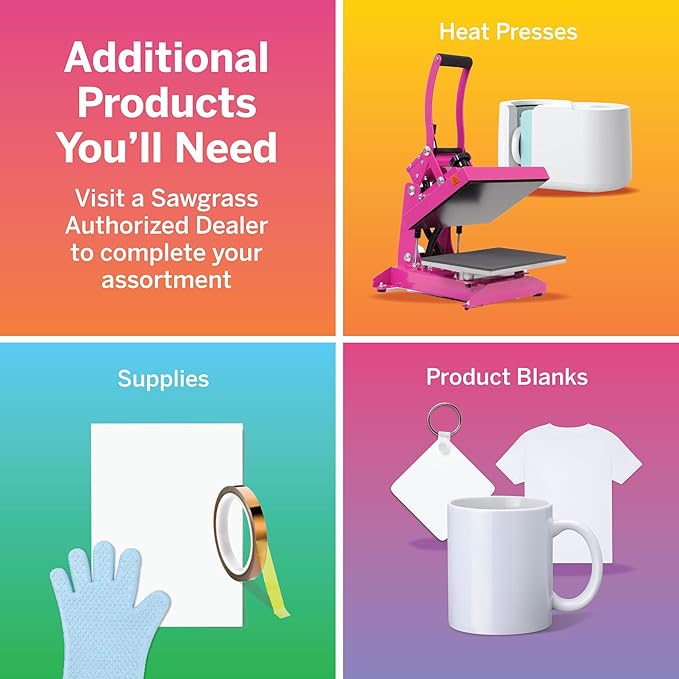 Sawgrass SG1000 Sublimation Printer Bundle | Professional Dye-Sublimation Printer with 31mL SubliJet UHD Inks & TruePix Paper | Prints Up to 11”x17” | Wi-Fi | Auto-Maintenance | Business-Ready