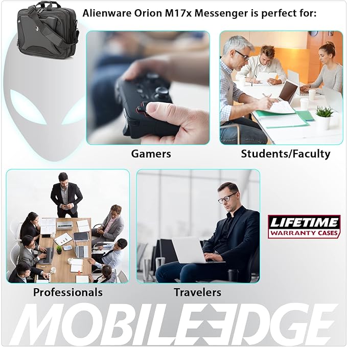 Mobile Edge Orion 2.0 Messenger Bag, Specifically Designed for Alienware Gaming Laptops 17" - Checkpoint Friendly, ME-AWMC2.0