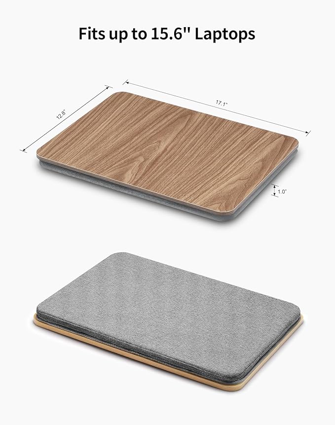 Portable Lap Laptop Desk with Pillow Cushion, Fits up to 15.6 inch Laptop, Lap Stand for Bed & Couch & Carpet, Book Tablet/Drawing Board/Computer Laptop Stand - Dark Brown Wood