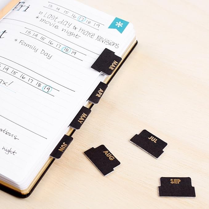 Erin Condren Designer Accessories - Monthly Adhesive Tabs, Neutral Metallic (Set of 12). Great for Organizing and Sorting in Planners, Agendas, or Notebooks by Month