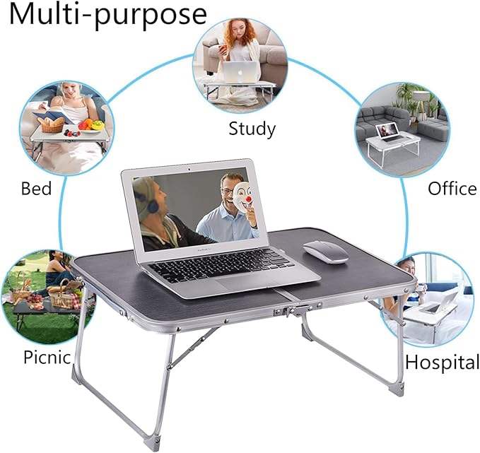 Foldable Laptop and Bed Table with Storage, Portable Mini Lap Desk for Legs, Ideal for Study, Reading, Picnic, Breakfast,and More