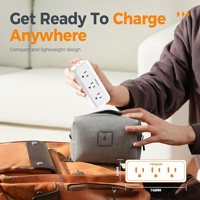 Multi Plug Outlet Splitter, TESSAN Surge Protector Wall Plug Splitter with 5 Outlet Extender, 3-Sided Charging Station for School Home Office Dorm Room Essentials