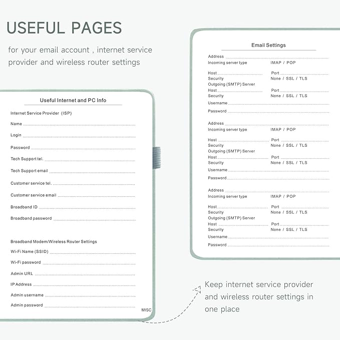 Password Book with Alphabetical Tabs – Hardcover Internet Address & Password Organizer – Password Keeper Notebook for Computer & Website – 5.2 x 7.6" Log-in Password Journal w/ Thick Paper (Mint Green)