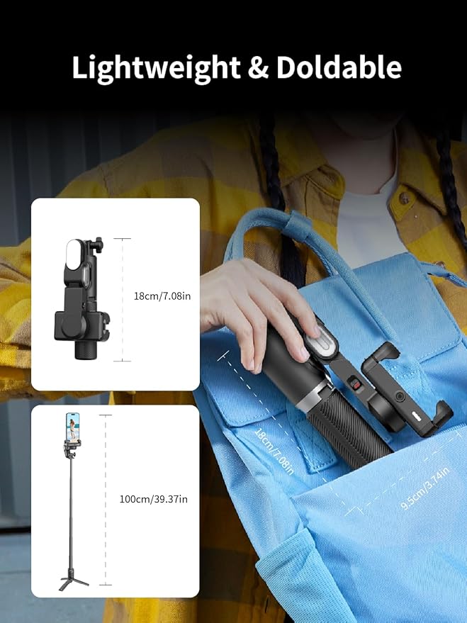 Gimbal Stabilizer for Smartphone, 4 in 1 Phone Gimbal w/360° Rotation for iPhone/Andriod Sefie Stick Tripod w/Auto Face Tracking and Wireless Remote for TIK Tok YouTube Vlogging-M1 Pro Black