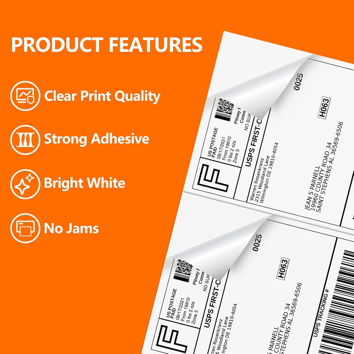 1000 Half Sheet Self Adhesive Shipping Labels, 8.5" x 5.5" Address Labels for Laser & Inkjet Printers(1000 labels-500 Sheet)