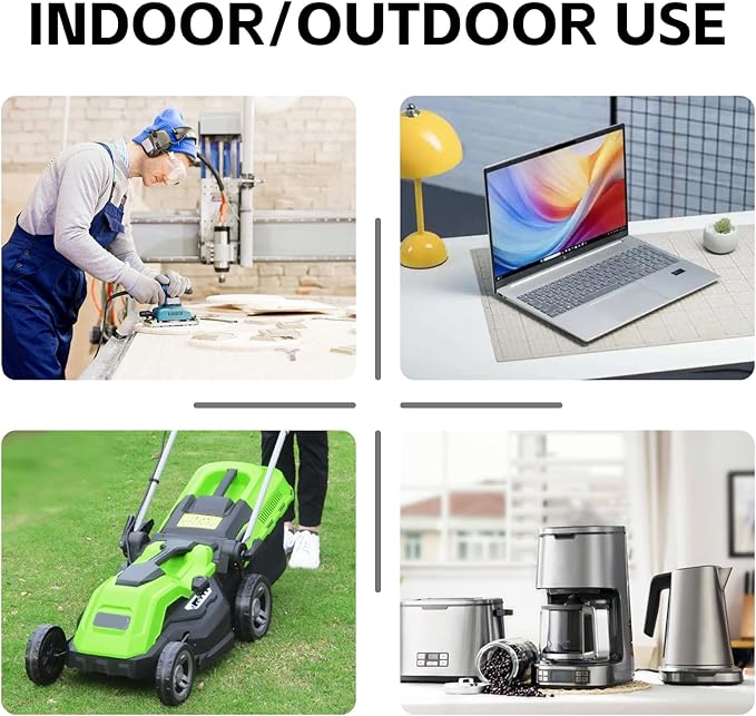 EP 1 Ft Lighted Extension Cord - 12/3 SJTW Heavy Duty Grey Extension Cable with 3 Prong Grounded Plug - Power Cord for Lawn, Garden, Appliances