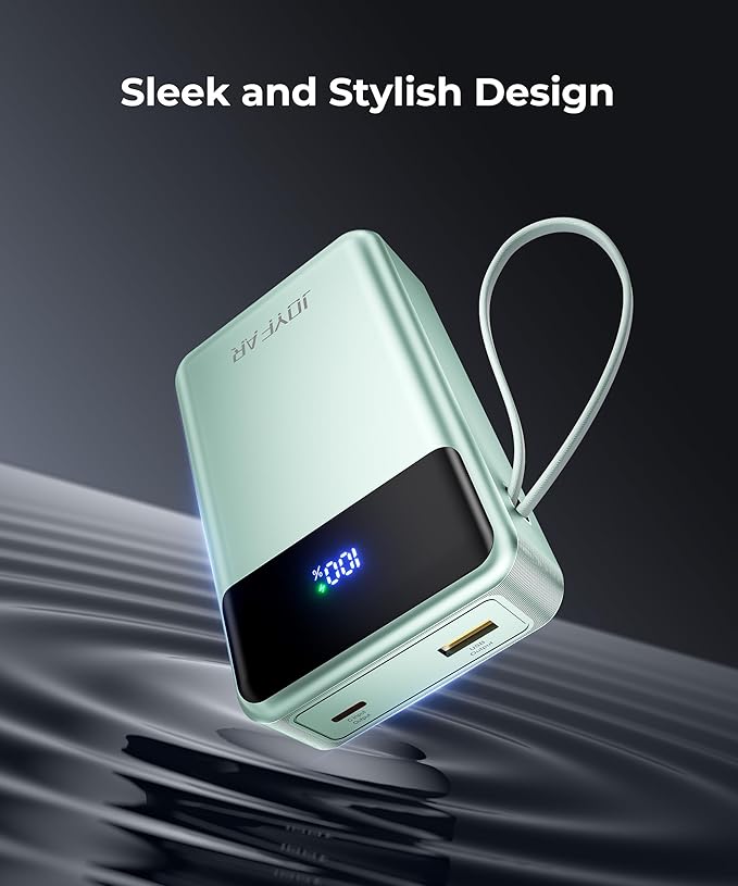 Portable Charger Power Bank - 30000mAh 65W Laptop Travel Essentials Battery Pack USB C Built in Cable Phone Fast Charging Compatible with iPhone 16 15 14 13 iPad MacBook Samsung Google (Green)