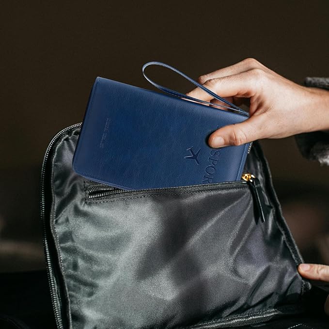 S-11 RFID Blocking Passport Holder Travel Wallet, Slim Zipper Card Case with ID Window, Boarding Pass Slot & Credit Card Organizer for Men and Women. (Black)