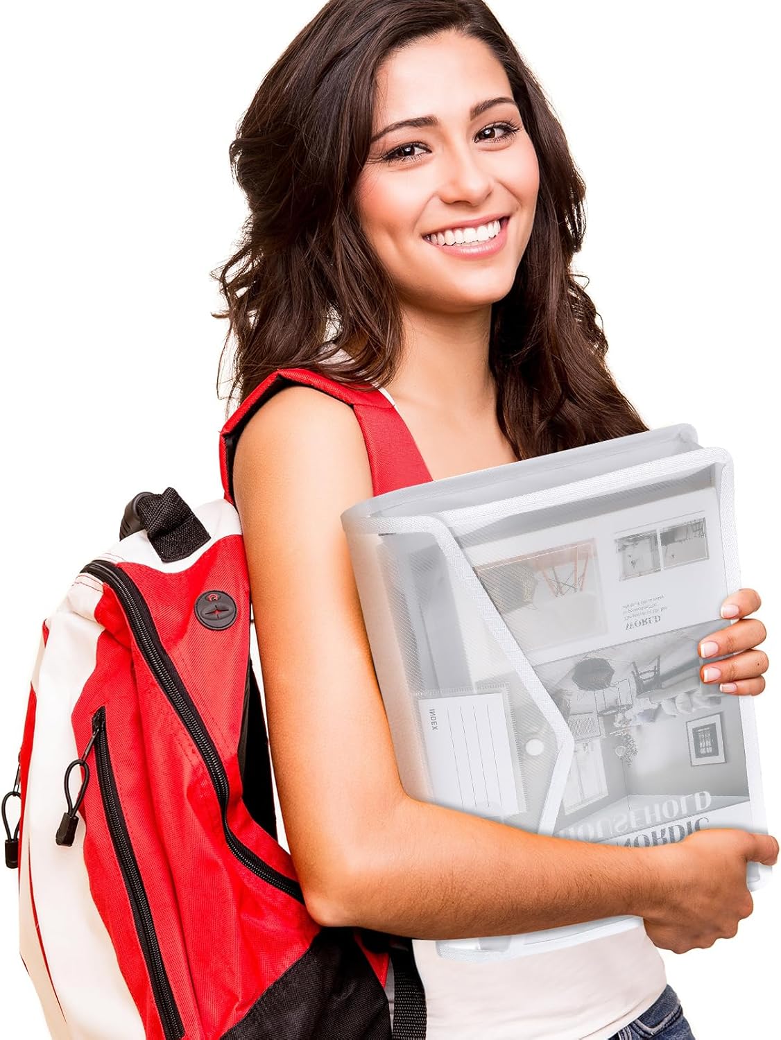 10 Pieces Plastic File Folders Envelope Expanding File Wallet Organizer Documents Folder with Snap Closure and Pocket, A4 Size Waterproof Transparent Pouch(White,Horizontal)