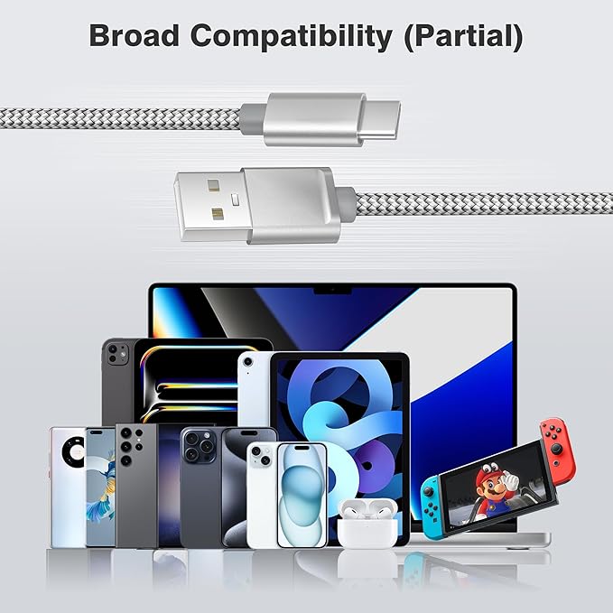 Elebase iPhone 17 16 Pro Max Charging Cable 1.5/3.3/6.6FT 3Pack,USB A to Type C Car Charger Cord,USBC Carplay Cable for New Apple iPad 10 Mini 8 Air 7,Airpods,Samsung Galaxy S25 S24 Ultra,Z Flip Fold