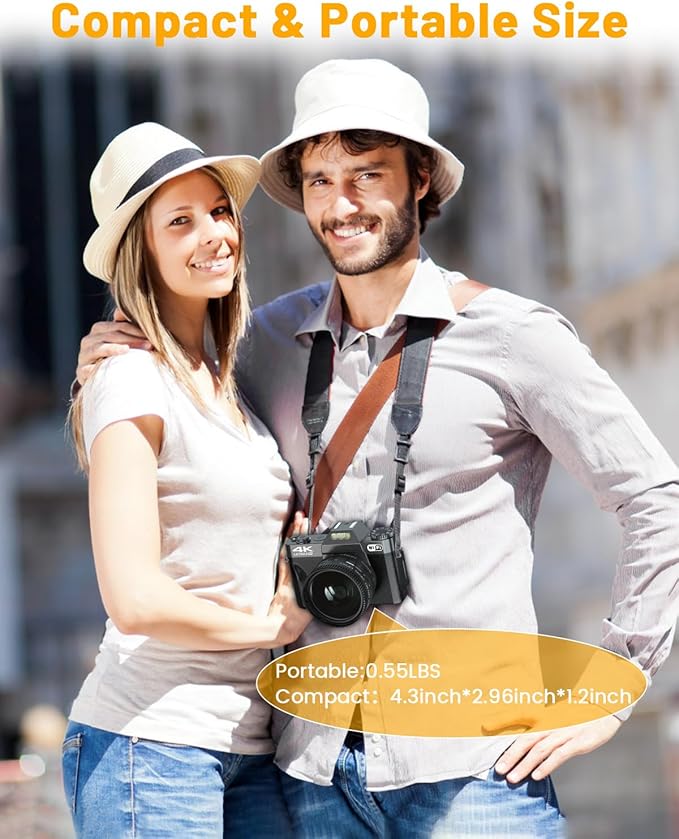 2024 Upgrade VJIANGER Digital Camera for Photography Vlogging Camera for YouTube with WiFi, 180° Flip Screen, 16X Digital Zoom, 52mm Lens, 2 Batteries, 32GB Micro SD Card(Black)