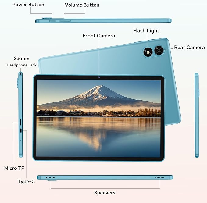 Tablet 11 inch Android 15 Tablets, 24GB RAM + 128 Storage(Expandable up to 2TB), Android Tablet with Case, Octa-Core, IPS HD Display, 13 MP Dual Camera, 8000mAh, 5GWiFi, GPS, Bluetooth 5.0 (Blue)