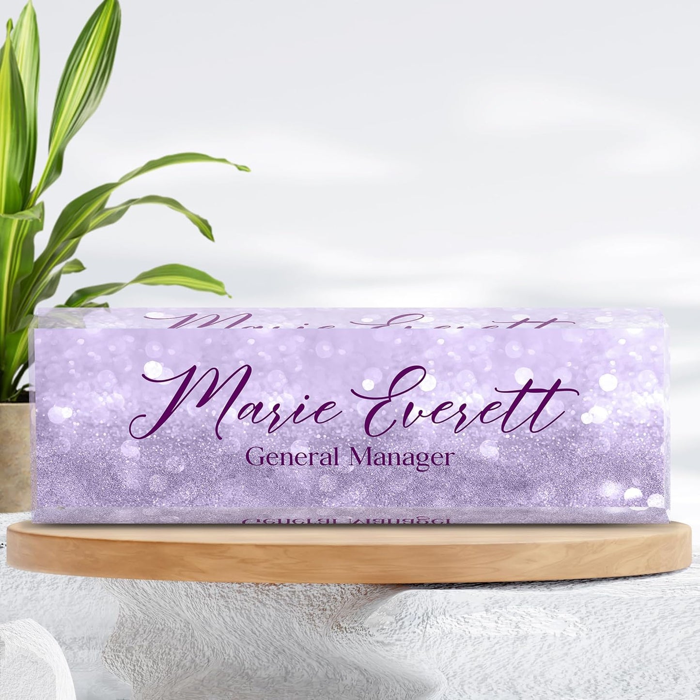 Custom Name Plate for Desk | Personalized Desk Name Plate | Personalized Boss Employee Appreciation Gifts | Acrylic Name Plate Office Desk Accessories (A-Purple Quartz)