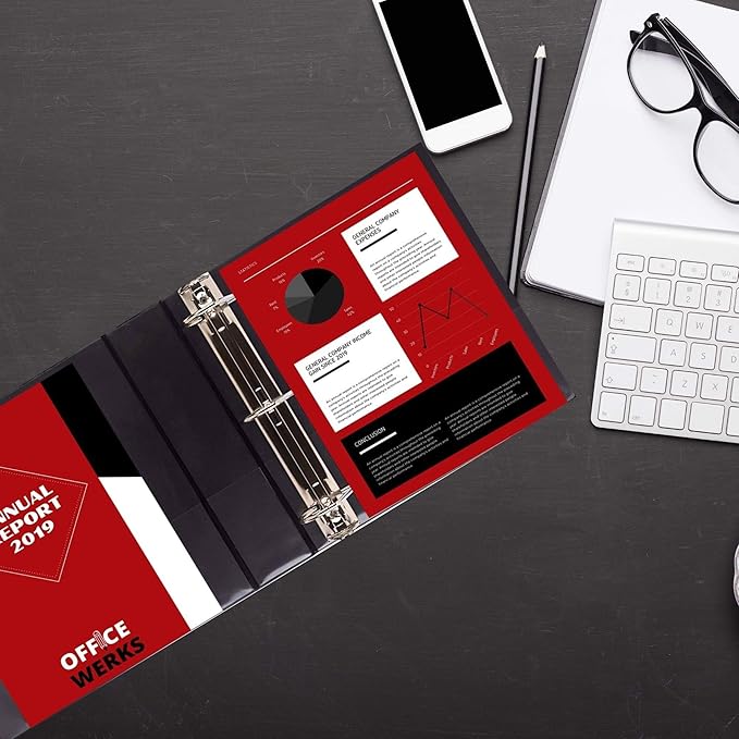 3 Ring Binder, 2.5" D-Ring, Holds 8.5" x 11" Pages, Heavy Duty Clear View Cover, Durable Spine (3.2"), Presentation Binder with Pockets – Black