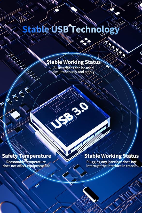 UtechSmart USB Hub, 4-Port USB 3.0 Hub, Ultra-Slim USB Adapter for Laptop, 5Gbps Fast Data Transfer, USB 3.0 Splitter for Dell, HP, MacBook (Grey)