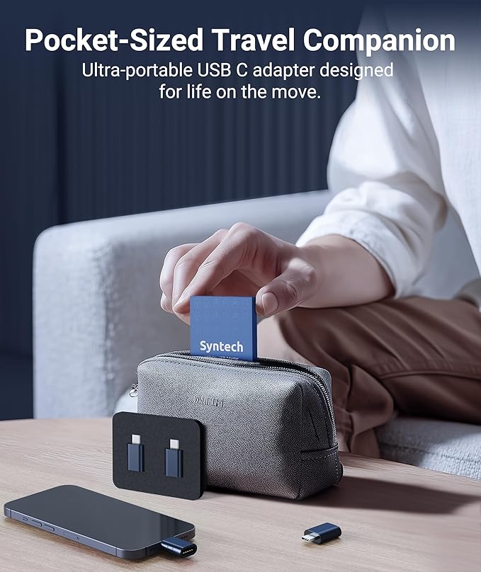 Syntech USB C to USB Adapter Pack of 2 USB C Male to USB3 Female Adapter Compatible with iPhone 17 Pro Max MacBook Pro Air 2024 iMac iPad mini Pro, Other Type C or Thunderbolt 4/3 Devices, Midnight