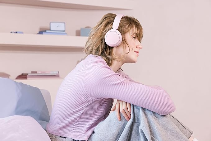 Sony WH-CH520 Wireless Headphones Bluetooth On-Ear Headset with Microphone and up to 50 Hours Battery Life with Quick Charging, Pink