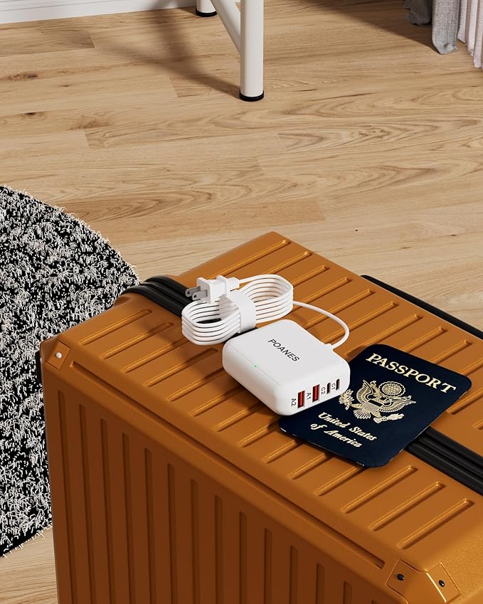 8-Port USB Charger, Multi-Port Travel USB C Charger, Mini Charging Station with USB C and USB A Ports, Charging Station Block for Traveling, Camping Compatible with Phone, Earbud (White)