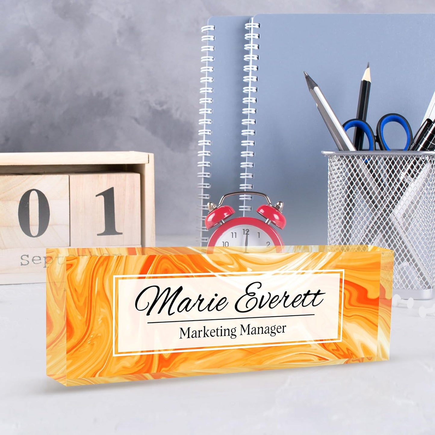 Custom Orange Acrylic Office Accessory | Personalized Boss Appreciation Gift
