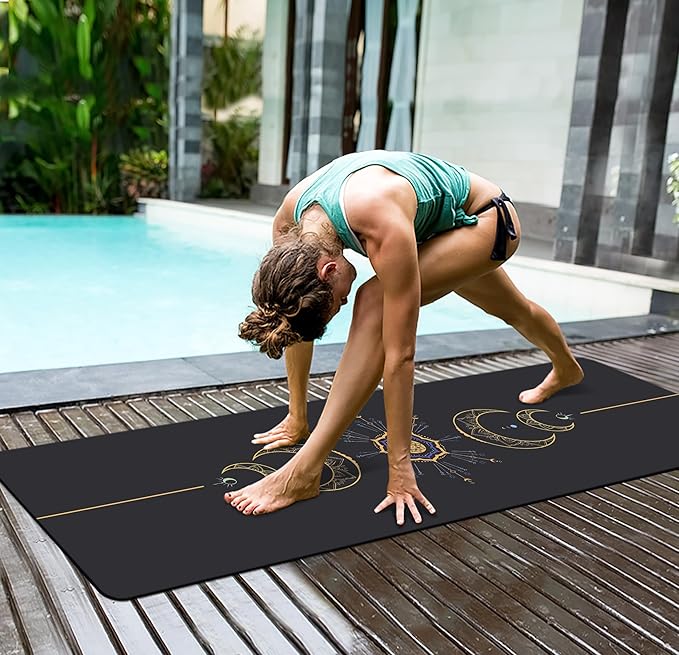 nuveti Yoga Mat Print Extra Thick TPE Non Slip Fitness Exercise Mat with Carrying Bag,72"x24" Extra Thick 6MM Exercise & Workout Mat for Yoga, Pilates Fitness and Floor Exercises