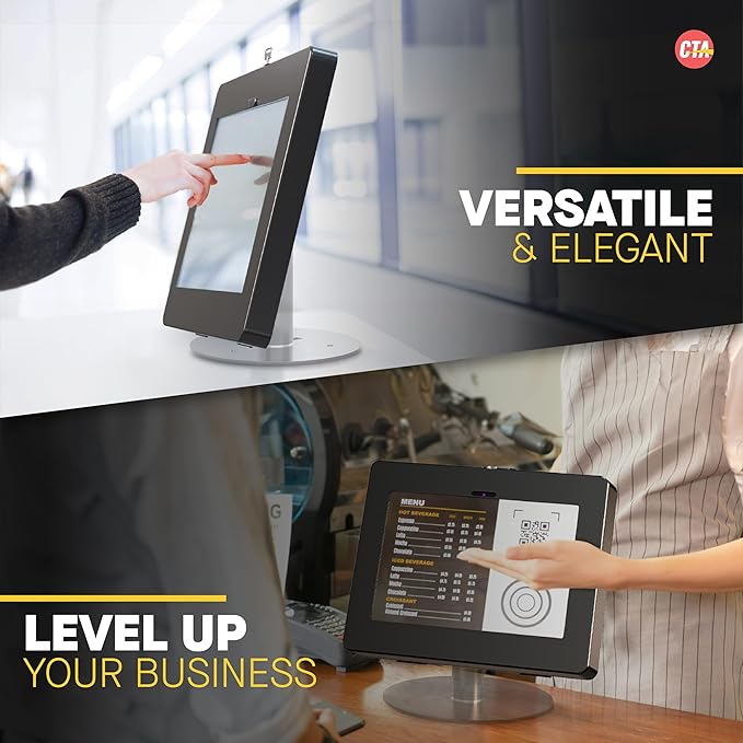 Locking iPad Wall Mount - CTA Anti-Theft Small Locking Tablet Enclosure w/ Key Lock & Interior Cable Routing for iPad Mini 1, 2, 3, 4, 5, 6, Samsung Tab A 8″, Lenovo Tab E8 - Black - (PAD-PSWB)