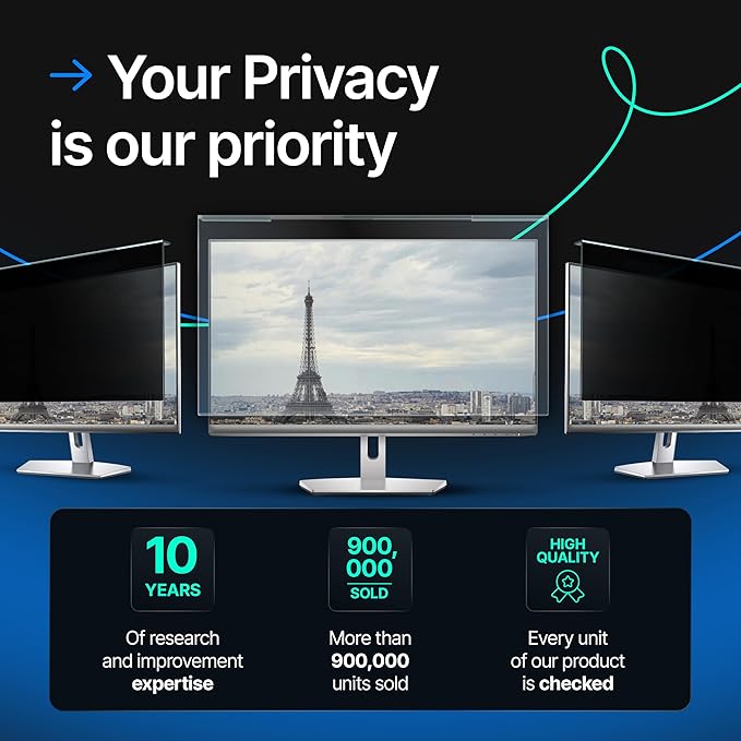 Universal Acrylic 17, 17.1, 18.1, 19 Inch Computer Privacy Screen Filter for Square Computer Monitors - 5:4 Aspect Ratio - 15.3" x 12.6" (390 x 320mm) - Monitor Frame Hanging Type