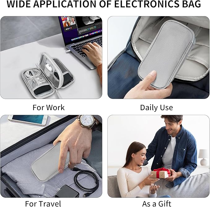 SUNRISING Travel Electronic Organizer Bag - Portable Waterproof Double Layer Large Capacity Storage Case for Charger, Cables, Phone, Earphone, Flash Drive & More Travel Essentials(Gary)