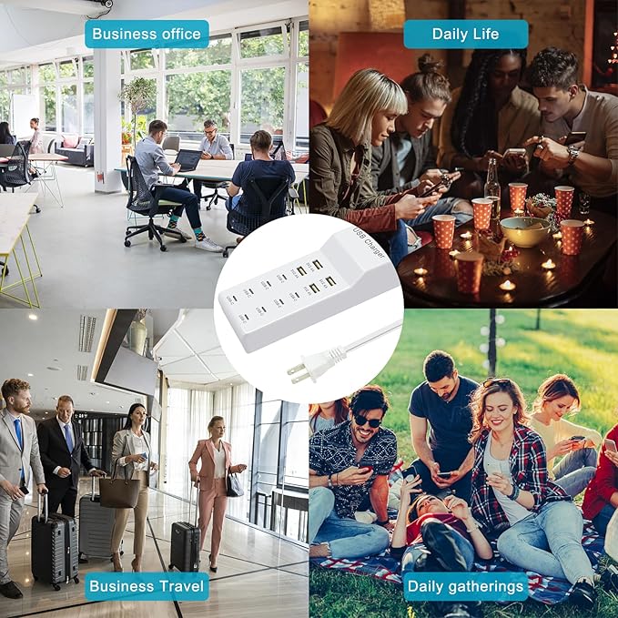 USB Charger, 12-Port USB Charging Station (4 USB-A Ports and 8 USB-C Ports) Multiple USB Charger Station Compatible with iPhone 15/14/13/13pro max 12/12/12 Mini/12Pro/12Pro, Tablet PC, Smartphone