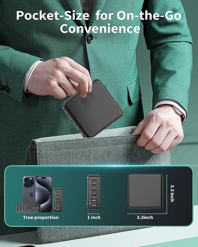 MSTJRY Charging Station for Multiple Devices : 130W 6 Port GaN Fast USB C Charger Station, Compact Multi Port PD 65W 45W Charger for MacBook Pro/Air/iPad iPhone 16 15/14/13/Pro Max/Galaxy