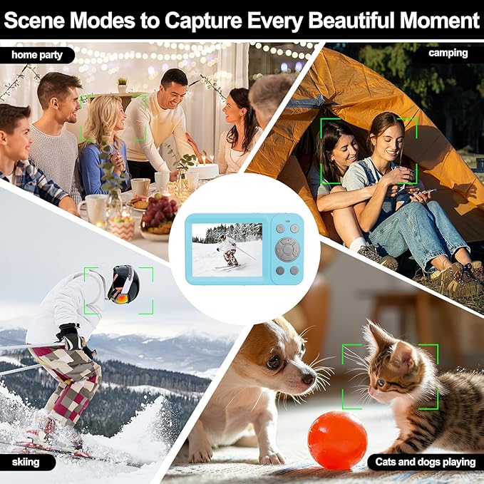 Upgraded 5K Dual Screen Digital Camera,80MP Vlog Photography Camera for YouTube,Campus,Travel,Compact Point & Shoot Camera for Teens & Beginners with Autofocus,18x Zoom,Anti-Shake,Blue