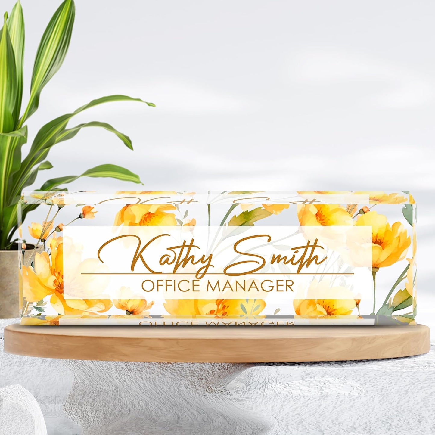 Personalized Name Plate for Desk, Custom Desk Name Plate, Acrylic Name Plate Office Desk Accessories, Personalized Office Gifts for Coworkers Teachers, Employee Appreciation Gifts (A-WaterColor5)