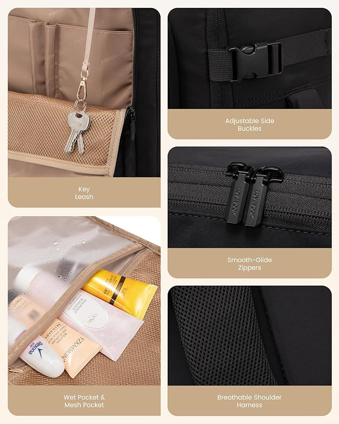 LOVEVOOK Travel Backpack for Women & Men, 50L Large Carry On Backpack Airline Approved, TSA Personal Item Weekender Bag, Water Resistant Laptop Backpacks with 3 Packing Cubes for Travel Essentials