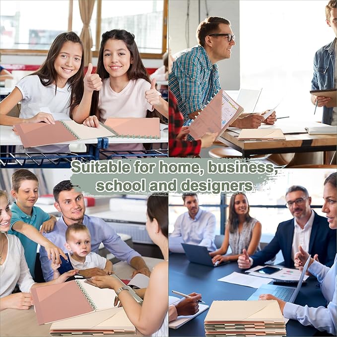 8 Pcs Discbound Pocket Dividers 8.5 x 11 with Tabs and Pockets 8 Tab Discbound Pocket Folders Letter Size DiscBound Binder Dividers Plastic Disc Planner Supplies for Business School Office(Boho)