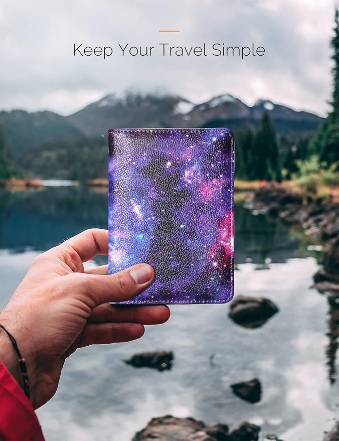 Mymazn RFID Passport Holder Women Passport and Vaccine Card Wallet Combo Passport Case with RFID Blocking Passport Cover with Clear Pocket Passport Wallet for Vaccination Card Holder (Starry)