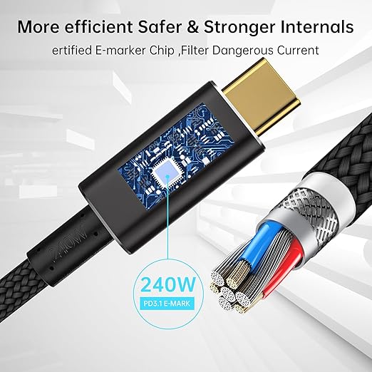usb c to usb c cable 3.3ft Compatible with Thunderbolt 5 cable,Thunderbolt 4/3,80 Gbps usb c data transfer cable,USB 5 Cable, Supports 16K/Dual 8K usb c video cable, 240W Charging usb-c monitor cable