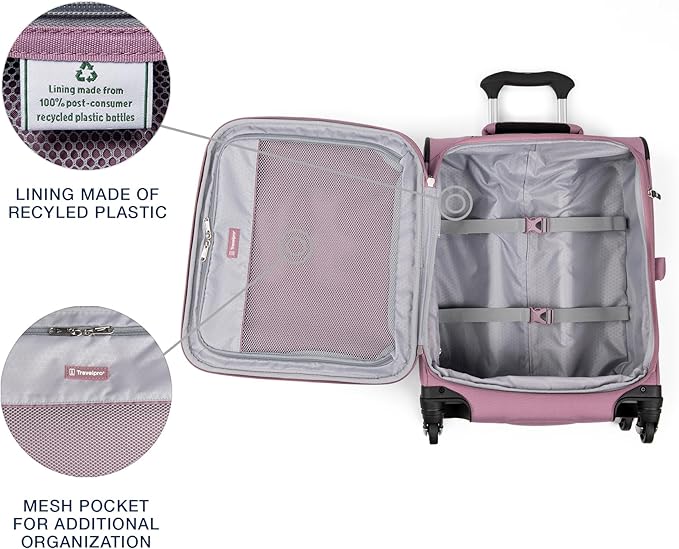 Travelpro Maxlite 5 Softside Expandable Carry on Luggage with 4 Spinner Wheels, Lightweight Suitcase, Men and Women, International, Orchid Pink Purple, Carry on 19-Inch