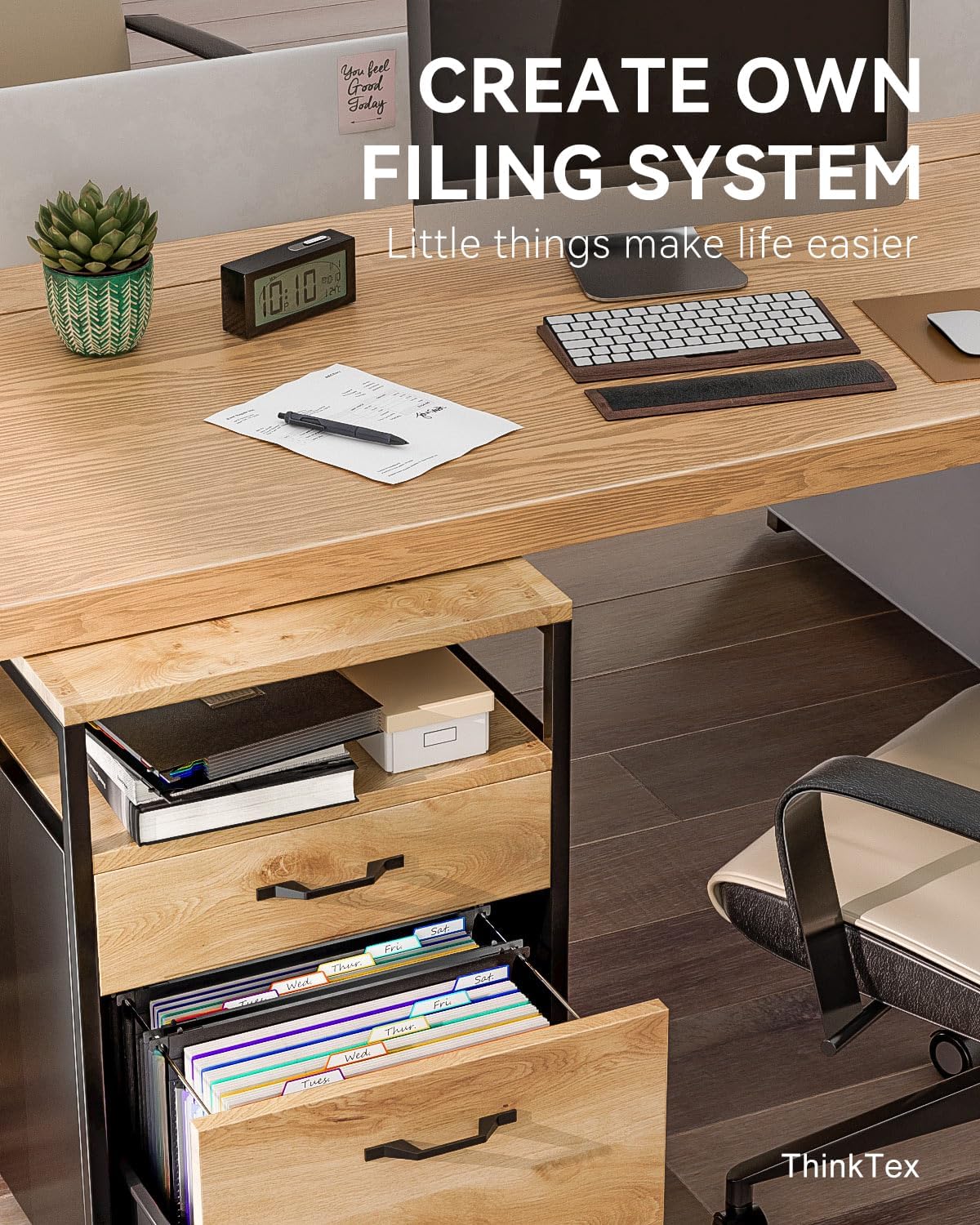 ThinkTex Plastic Expanding Hanging File Folders, 7 Innovative 1.2" Accordion Pockets, Large Capacity, Multi-Color Tabs, Legal Size for Filing Cabinet - 3 Packs