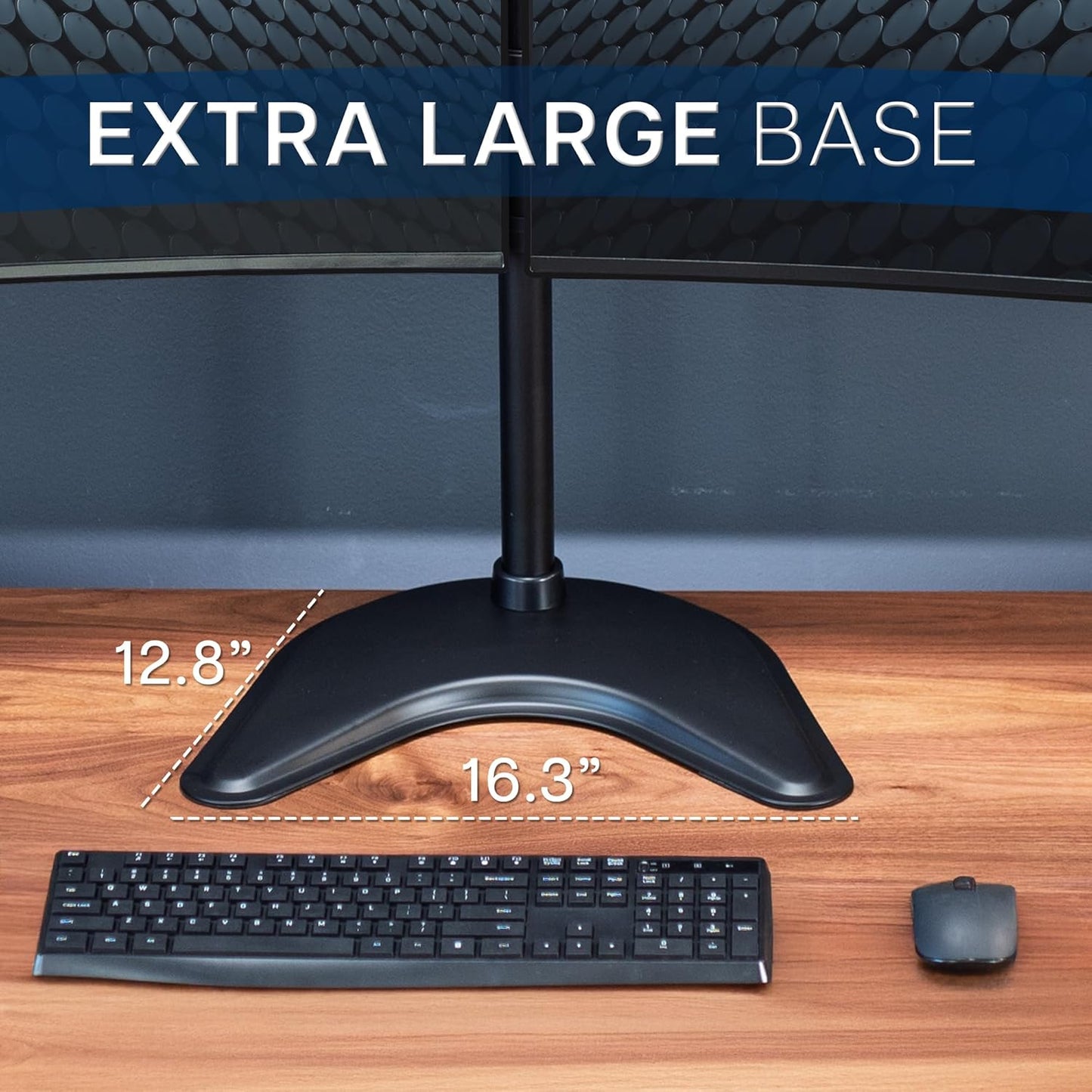 VIVO Dual Ultrawide Monitor Mount, Free-Standing Desk Stand for 2 Screens up to 38 Inches, Heavy-Duty Adjustable Arms, Max VESA 100x100mm, Black, STAND-V038F