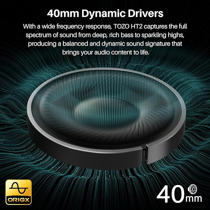 TOZO HT2 Hybrid Active Noise Cancelling Headphones, Wireless Over Ear Bluetooth Headset, 60H Playtime, Hi-Res Audio Custom EQ via App Deep Bass Comfort Fit Ear Cups, for Home Office Travel Pink