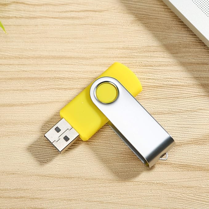 10pcs 4GB USB Flash Drives USB 2.0 Thumb Drive Bulk Swivel Memory Stick 4 GB Fold Storage Jump Drive Zip Drive, 10 Pack Yellow