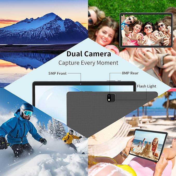 Android 14 Tablet with Keyboard, 12GB RAM (6+6), 128GB Storage, 1TB Expandable, 8000mAh Battery, 10 Inch 2-in-1 Tablets, Includes Case, Mouse & Stylus(Black)