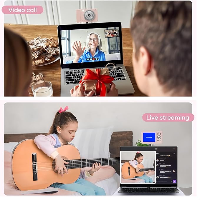 Digital Camera, Pink Cameras for Photography, YouTube Vlogging, 16X Zoom UHD Autofocus Compact Point and Shoot Flip Screen Camera with 32GB SD Card, Small Photo Camera for Kids, Teen