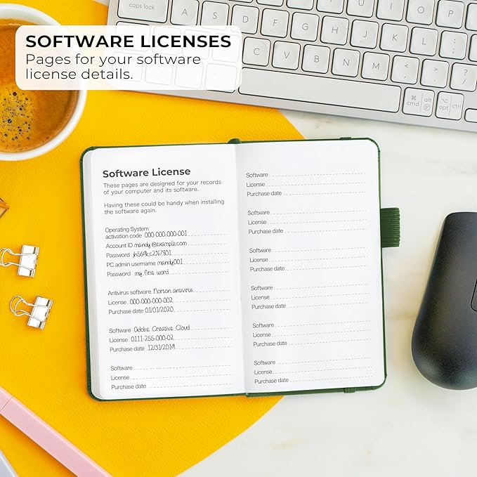 Clever Fox Password Book – Alphabetized Internet Address & Password Organizer - Computer & Website Password Keeper Notebook – Log-In Password Journal – Pocket, 6.2x3.5″, Hardcover (Dark Green)