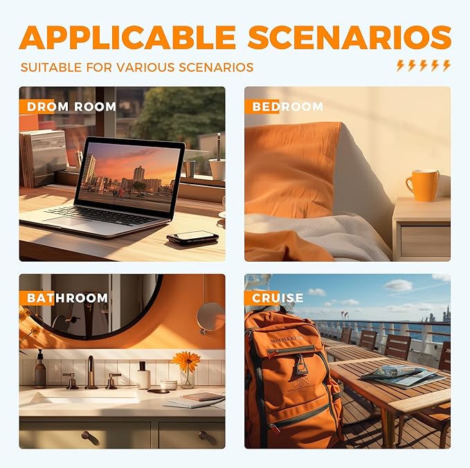 USB Wall Charger, TESSAN Outlet Splitter with 4 AC Outlets Extender and 3 Charger (2 USB C Blocks), Multi Plug Expander Charging Station for Cruise, Home, Office, Dorm Room Essentials