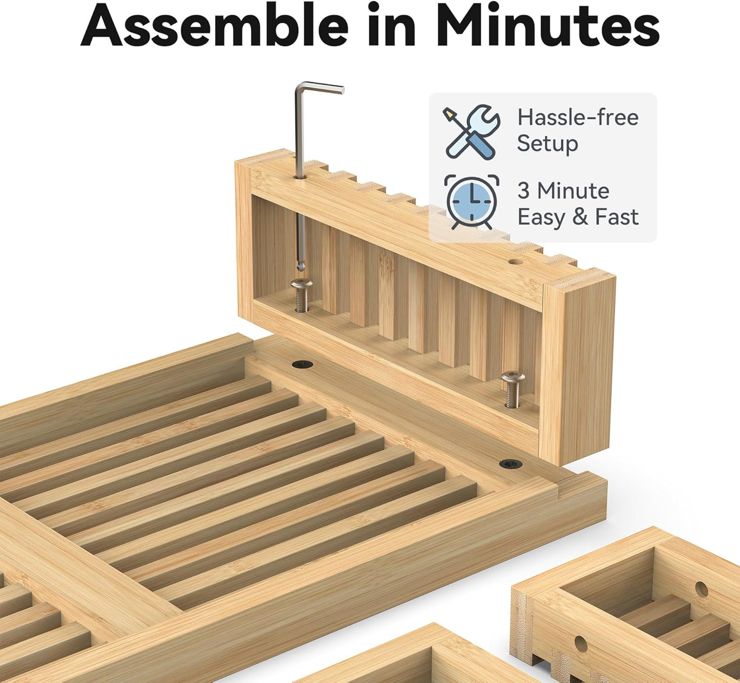 Dual Monitor Riser Stand with Airflow Vents for 2 Monitors, Double Computer Monitor Laptop Stand Grille Design, 3 Mins Assembly Farmhouse 39 inch Bamboo Desk Shelf Organizer (Natural)