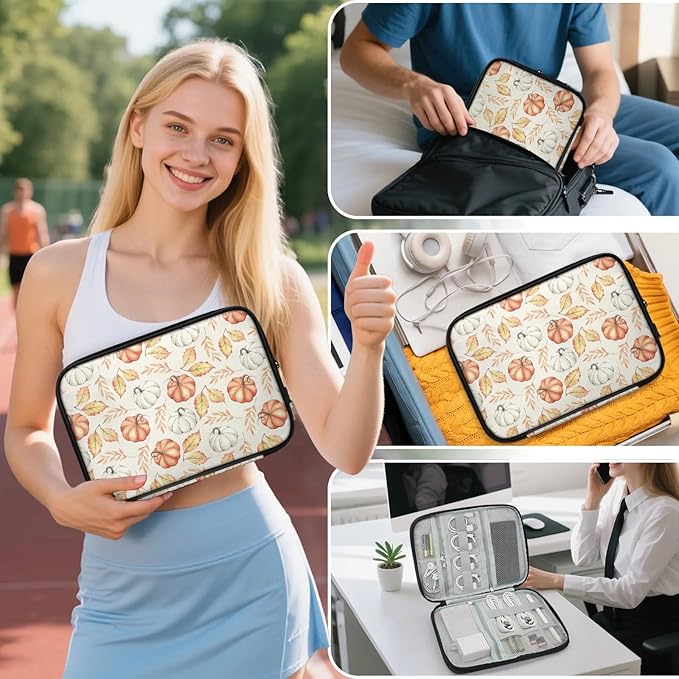 Maple Pumpkin Travel Organizer Case, Tech Accessories Cable Storage Bag for Cords, Charger, Phone, Hard Drive