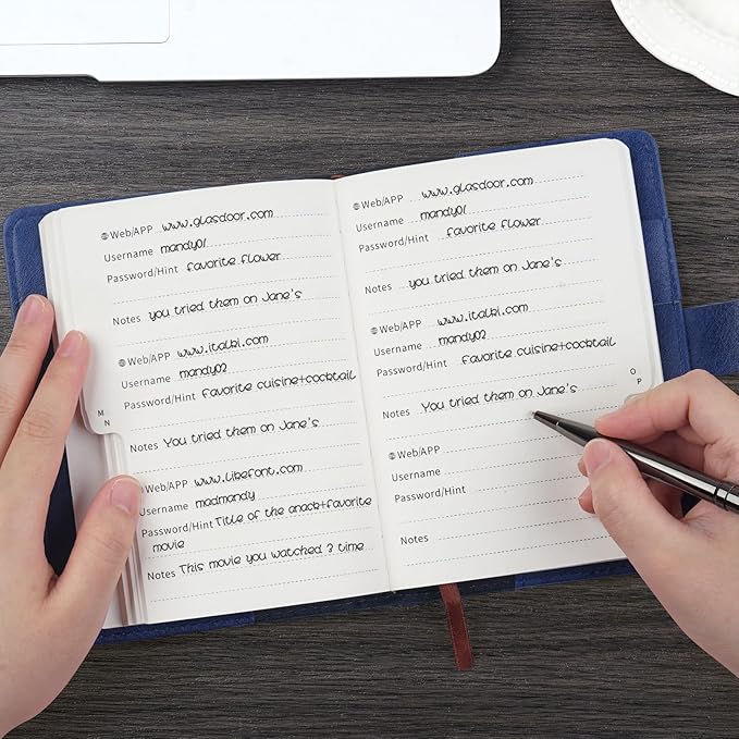 WEMATE Password Book with Lock, Password Book with Alphabetical Tabs 600+ Password Spaces, and Password Organizer Logbook, Password Keeper for Computer & Website Logins (4.33x6.18in) Blue