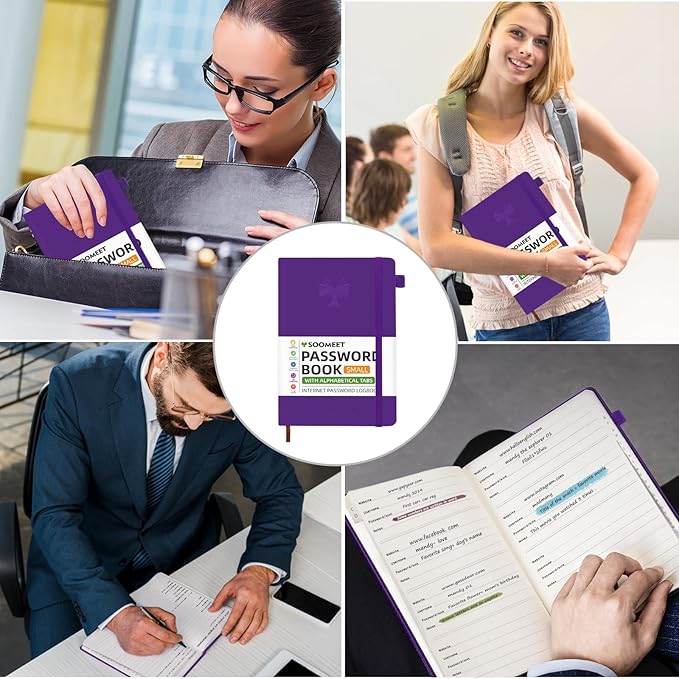 Password Book with Alphabetical Tabs, Hardcover Password Keeper, Size 4.4''x 6.1'' Password Notebook for Saving Internet Login, Username, Password Organizer for Computer & Website Logins,