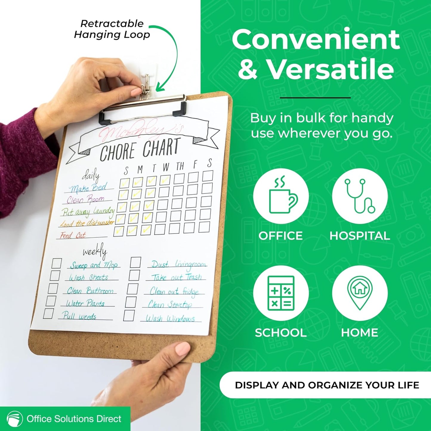 Letter Size Clipboards with Low Profile Clip (Set of 10) - Wood Clipboards Bulk 10 Pack, Heavy Duty Clipboard, Back to School Teacher Classroom Supplies, School Supplies for College Students