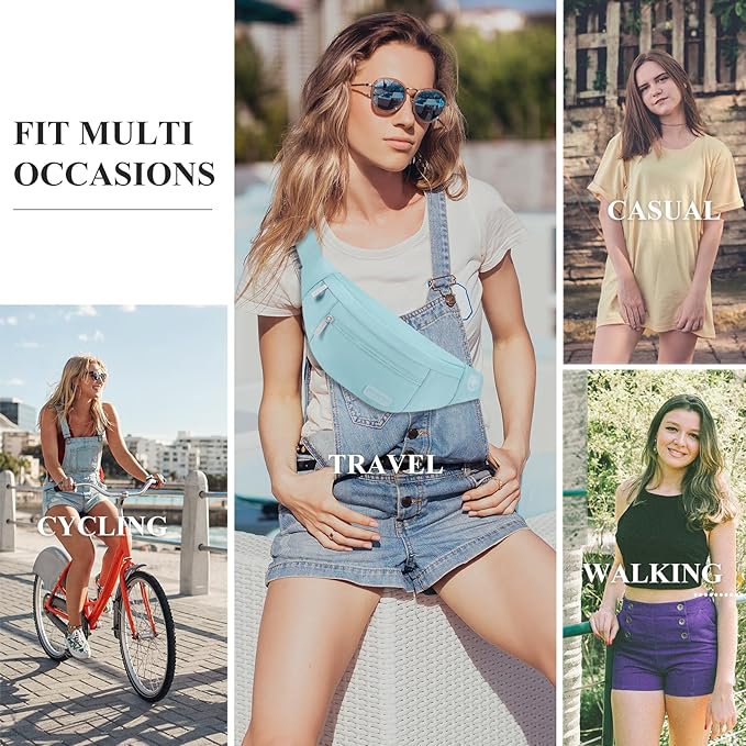 MAXTOP Large Crossbody Fanny Pack with 4-Zipper Pockets,Gifts for Enjoy Sports Festival Workout Traveling Running Casual Hands-Free Wallets Waist Pack Phone Bag Carrying All Phones